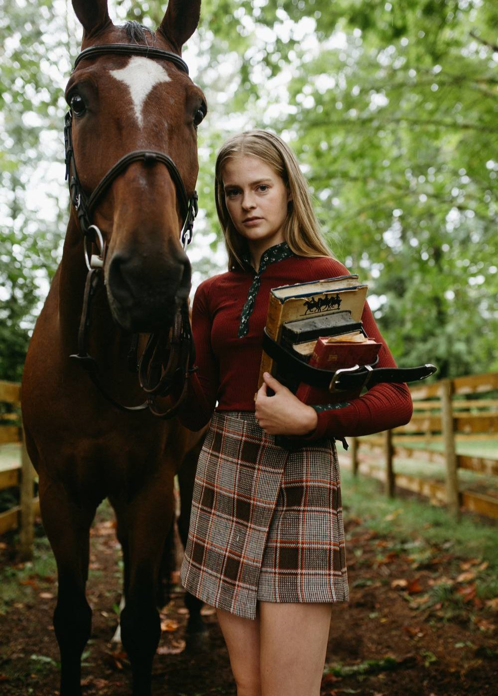 Ascot | Plaid Wool Skirt with Stirrup Buckle